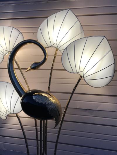 Antonio Pavia Monumental Brass Egret Flamingo Floor Lamp by Antonio Pavia