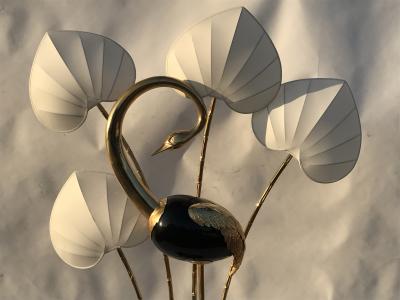Antonio Pavia Monumental Brass Egret Flamingo Floor Lamp by Antonio Pavia