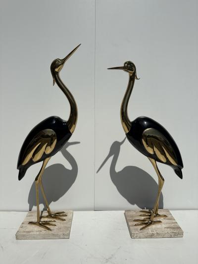 Antonio Pavia Pair of Brass Heron Sculptures