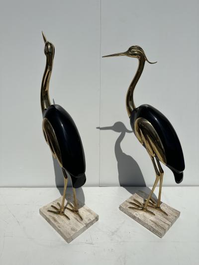 Antonio Pavia Pair of Brass Heron Sculptures