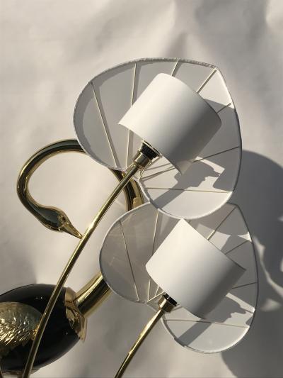 Antonio Pavia Pair of Seated Brass Egret Flamingo Floor Lamps by Antonio Pavia