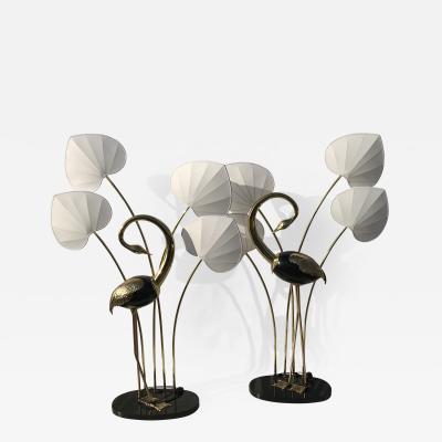 Antonio Pavia Pair of Standing Egret Flamingo Floor Lamps by Antonio Pavia