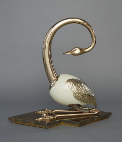 Antonio Pavia Set of Brass Flamingo Crane Sculptures