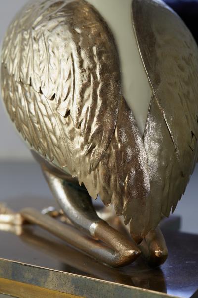 Antonio Pavia Set of Brass Flamingo Crane Sculptures