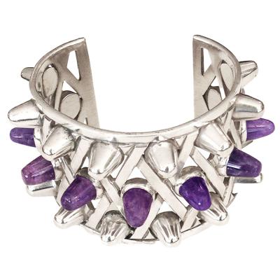 Antonio Pineda Antonio Pineda Amethyst Silver Spike Bracelet