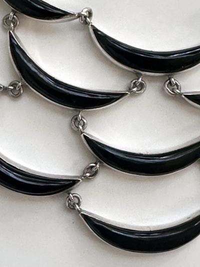 Antonio Pineda Mexican Modernist Silver Obsidian Four piece Jewelry Suite Taxco Antonio Pineda