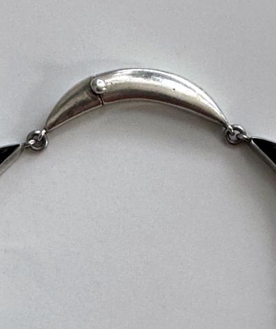 Antonio Pineda Mexican Modernist Silver Obsidian Four piece Jewelry Suite Taxco Antonio Pineda