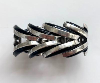 Antonio Pineda Mexican Modernist Silver Obsidian Four piece Jewelry Suite Taxco Antonio Pineda