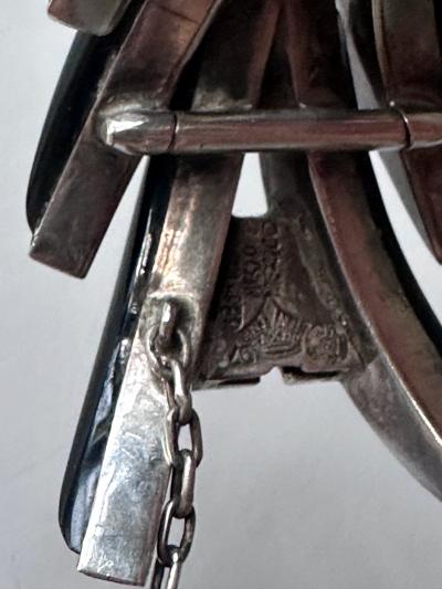 Antonio Pineda Mexican Modernist Silver Obsidian Four piece Jewelry Suite Taxco Antonio Pineda