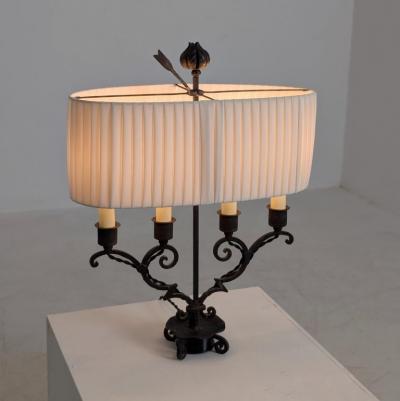 Antti Hakkarainen Sculptural Wrought Iron Table Lamp attr Taidetakamo Antti Hakkarainen 1920s