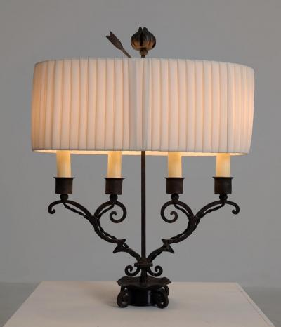 Antti Hakkarainen Sculptural Wrought Iron Table Lamp attr Taidetakamo Antti Hakkarainen 1920s
