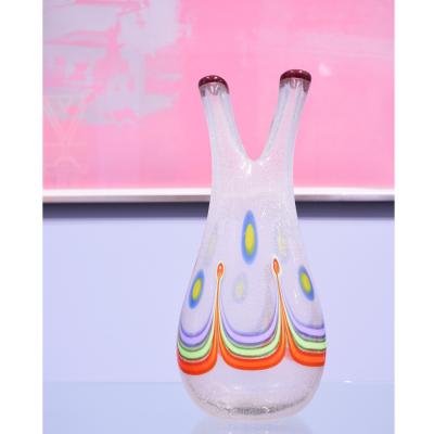 Anzolo Fuga Anzolo Fuga Colorful Pavone Vase with 2 Necks 1957 60