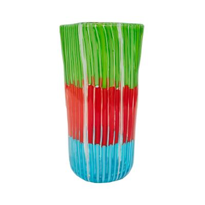 Anzolo Fuga Anzolo Fuga Hand Blown Bandiere Vase with Multicolor Rods 1955 58
