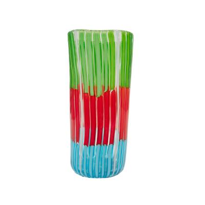 Anzolo Fuga Anzolo Fuga Hand Blown Bandiere Vase with Multicolor Rods 1955 58