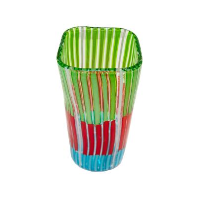 Anzolo Fuga Anzolo Fuga Hand Blown Bandiere Vase with Multicolor Rods 1955 58