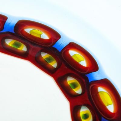 Anzolo Fuga Anzolo Fuga Hand Blown Glass Charger with Rings of Murrhines 1950s