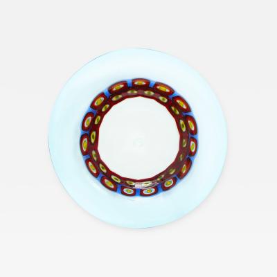 Anzolo Fuga Anzolo Fuga Hand Blown Glass Charger with Rings of Murrhines 1950s