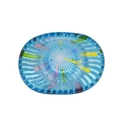 Anzolo Fuga Anzolo Fuga Hand Blown Glass Vase with Blue Vertical Rods 1955 56