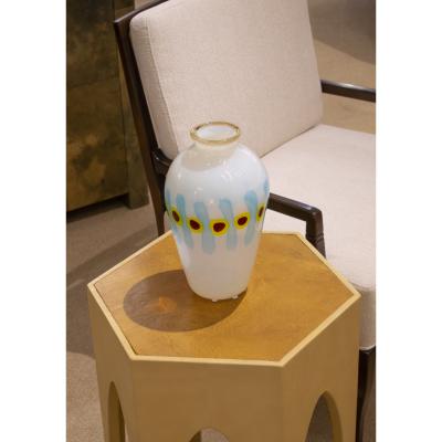 Anzolo Fuga Anzolo Fuga Hand Blown Glass Vase with Murrhines and Vertical Rods 1959 60