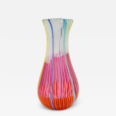 Anzolo Fuga Anzolo Fuga Large Hand Blown Glass Bandiere Vase in Orange Pink White 1955 58