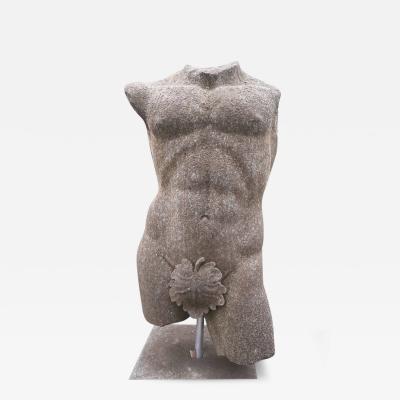 Apollo Italian Stone Sculpture of Classical Torso with Base