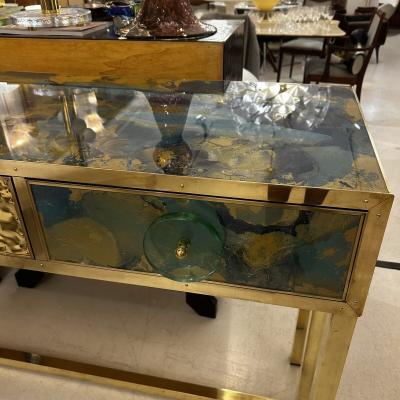 Aqua Console Table in Hand Painted Crystal