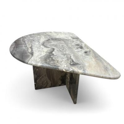 Arabescato Grey Marble Teardrop Low Tables Italy 1980s