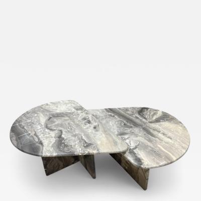 Arabescato Grey Marble Teardrop Low Tables Italy 1980s