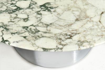 Arabescato Marble and Stainless Steel Drum Dining Table Italy 1970