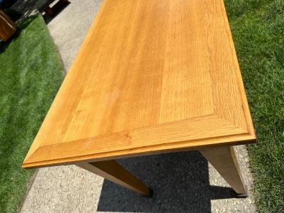 Arbus Style Long Oak Console Table w Brass Sabots