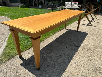 Arbus Style Long Oak Console Table w Brass Sabots