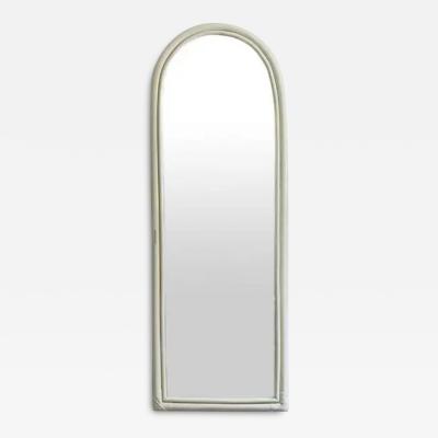 Arched Wall Mirror in Ivory Lacquered Bamboo 1970