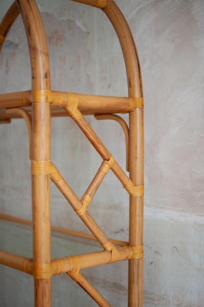 Arched bamboo bookcase 1970s
