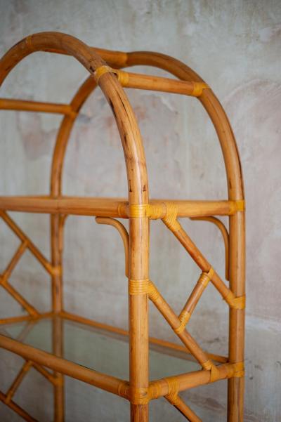 Arched bamboo bookcase 1970s