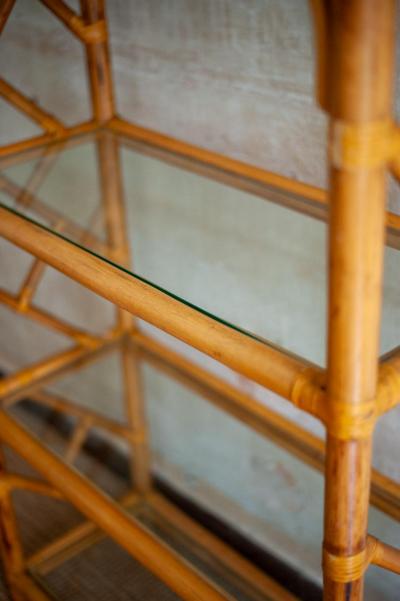 Arched bamboo bookcase 1970s