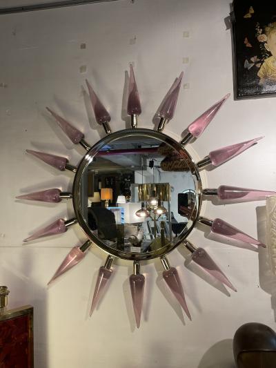Archimede Seguso 1980s Sunburst mirror in the style of Archim de Seguso