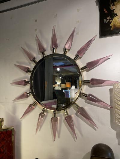 Archimede Seguso 1980s Sunburst mirror in the style of Archim de Seguso