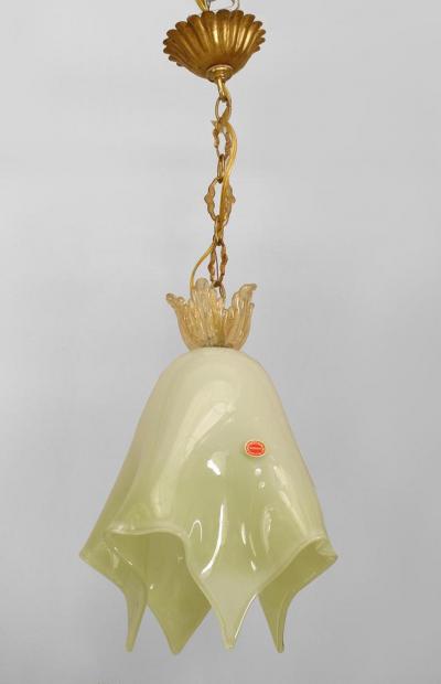 Archimede Seguso 3 Italian 1950s Venetian Murano Light Green Cased Glass Lanterns