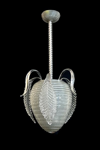 Archimede Seguso A Murano 1950s Berry form Frosted Glass Pendant Light by Seguso