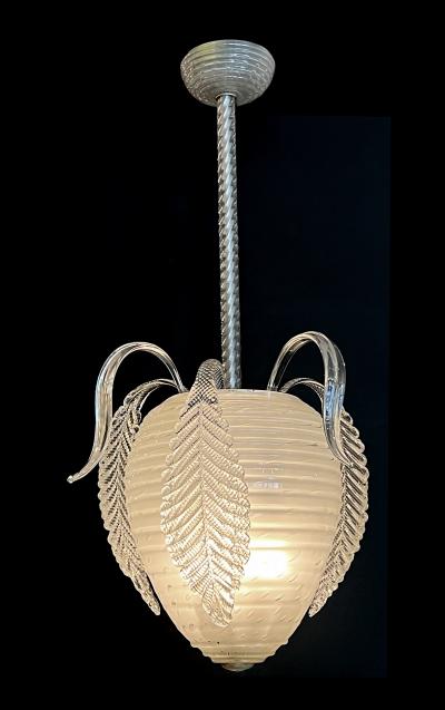 Archimede Seguso A Murano 1950s Berry form Frosted Glass Pendant Light by Seguso