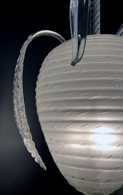 Archimede Seguso A Murano 1950s Berry form Frosted Glass Pendant Light by Seguso