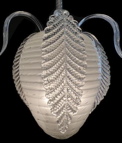 Archimede Seguso A Murano 1950s Berry form Frosted Glass Pendant Light by Seguso