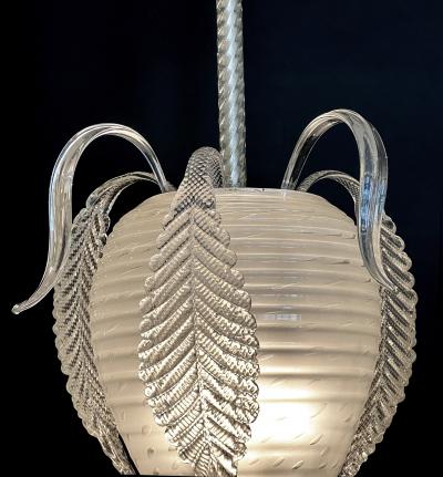 Archimede Seguso A Murano 1950s Berry form Frosted Glass Pendant Light by Seguso