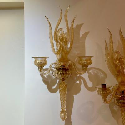 Archimede Seguso Archimede Seguso Barovier Toso Italian Mid Century Modern Swan Sconces