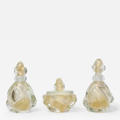 Archimede Seguso Archimede Seguso Blown Glass Perfume Bottle Vanity Set 1950 Italy