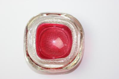 Archimede Seguso Archimede Seguso Bullicante Rose Interior Sommerso Bowl 1950 Italy