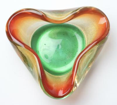 Archimede Seguso Archimede Seguso Multicolored Glass with Gold Fleck Bowl 1960 Italy