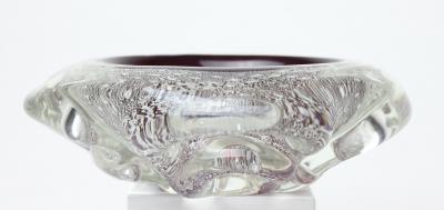 Archimede Seguso Archimede Seguso Ruby Red Glass Bowl with Silver Aventurine Fleck 1950 Italy