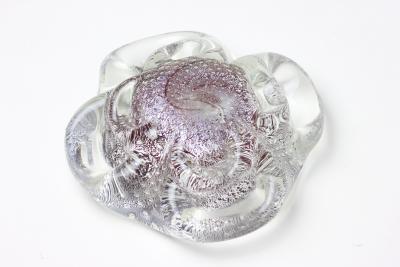 Archimede Seguso Archimede Seguso Ruby Red Glass Bowl with Silver Aventurine Fleck 1950 Italy