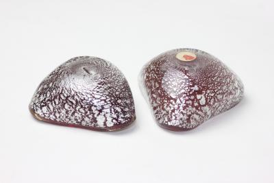 Archimede Seguso Archimede Seguso Ruby Red Glass Bowls with Silver Aventurine Fleck 1950 Italy